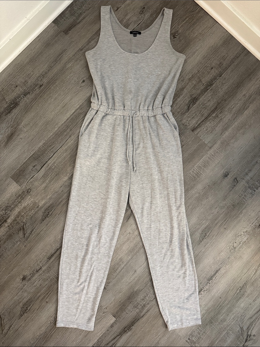 Ambiance Light Gray Sleeveless Drawstring Waist Jumpsuit